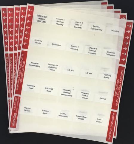 South Carolina Limited Building Contractor pre printed tabs