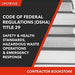 Upstryve's Code of Federal Regulations, (OSHA) Title 29, Part 1900-1910.999, Safety and Health Standards, Hazardous Waste Operations and Emergency Response, 2017. (Revised July 1, 2017) product image provided by CFR. Upstryve provides access to online contractor course content, exam prep, books, and practice test questions to students and professionals preparing for their state contracting exams.