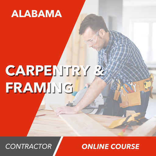 Upstryve's Alabama Carpentry and Framing Contractor - Online Exam Prep Course product image provided by UpStryve Book Store. Upstryve provides access to online contractor course content, exam prep, books, and practice test questions to students and professionals preparing for their state contracting exams.