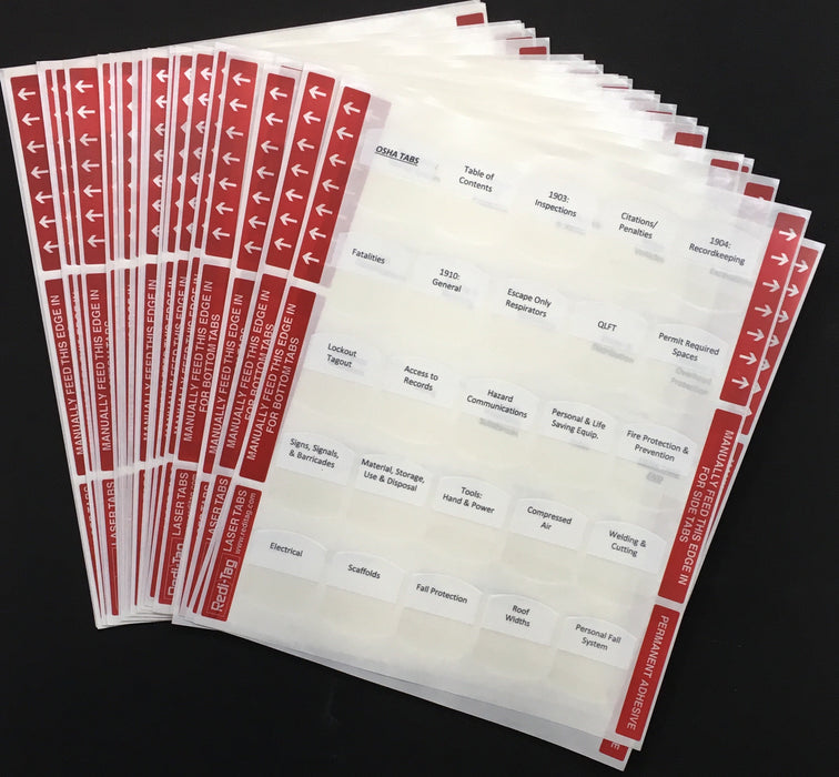 Pre-Printed Tabs for Florida State Residential Contractor Book Package; Tabs Only
