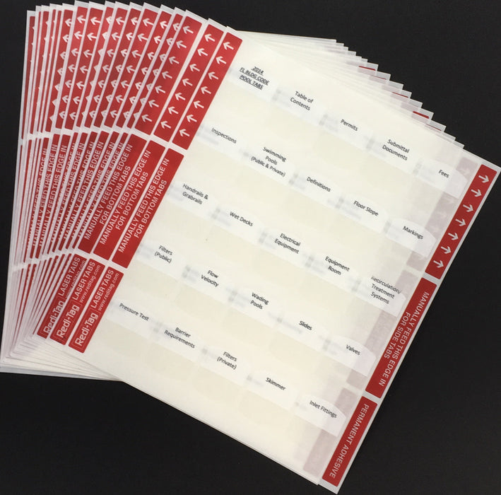 Pre-printed Tabs for Florida State Commercial Pool Contractors Trade Book Package; Tabs Only