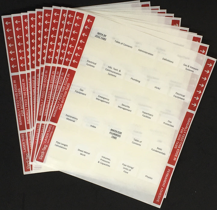Pre-Printed Tabs for Florida State Plumbing Book Package; Tabs Only