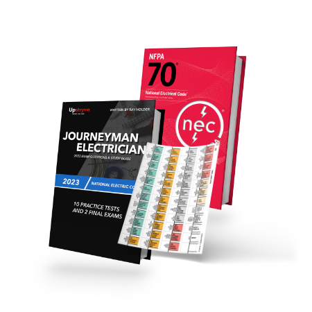 Upstryve's 2023 Journeyman Electrician Get Started Package product image provided by UpStryve Book Store. Upstryve provides access to online contractor course content, exam prep, books, and practice test questions to students and professionals preparing for their state contracting exams.