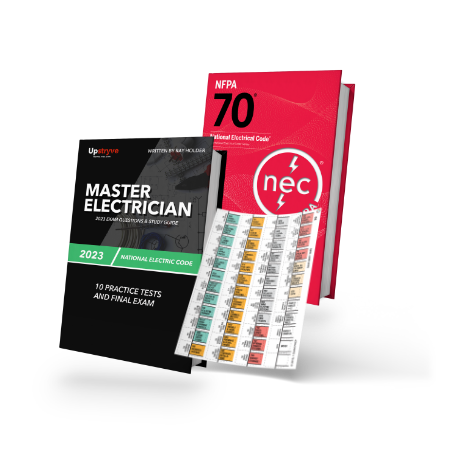 Upstryve's 2023 Master Electrician Get Started Package product image provided by UpStryve Book Store. Upstryve provides access to online contractor course content, exam prep, books, and practice test questions to students and professionals preparing for their state contracting exams.