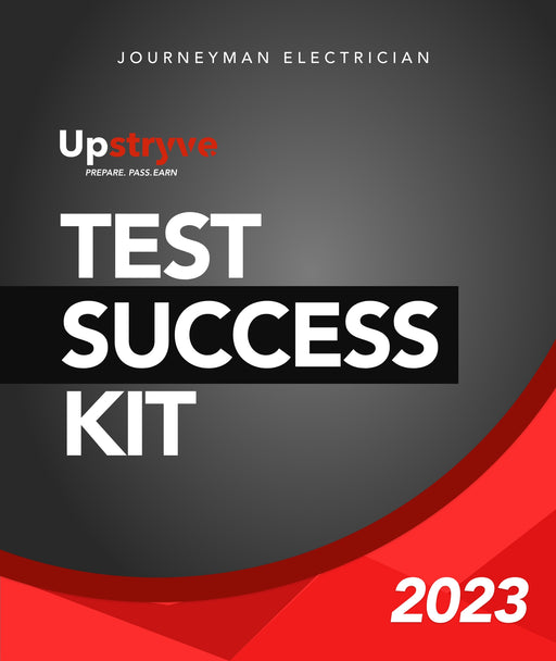 Upstryve's 2023 Journeyman Electrician Exam Questions and Study Guide - Online Test Success Kit product image provided by UpStryve Book Store. Upstryve provides access to online contractor course content, exam prep, books, and practice test questions to students and professionals preparing for their state contracting exams.