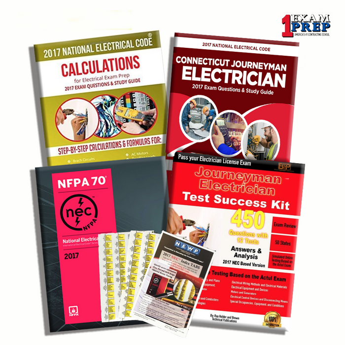 Upstryve's Connecticut 2017 Journeyman Electrician Exam Prep Package product image provided by BTP. Upstryve provides access to online contractor course content, exam prep, books, and practice test questions to students and professionals preparing for their state contracting exams.