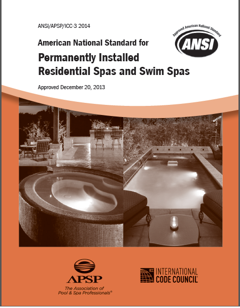 Upstryve's ANSI/APSP/ICC-3 2014 Standard for Permanently Installed Residential Spas and Swim Spas (Print) product image provided by APSP. Upstryve provides access to online contractor course content, exam prep, books, and practice test questions to students and professionals preparing for their state contracting exams.